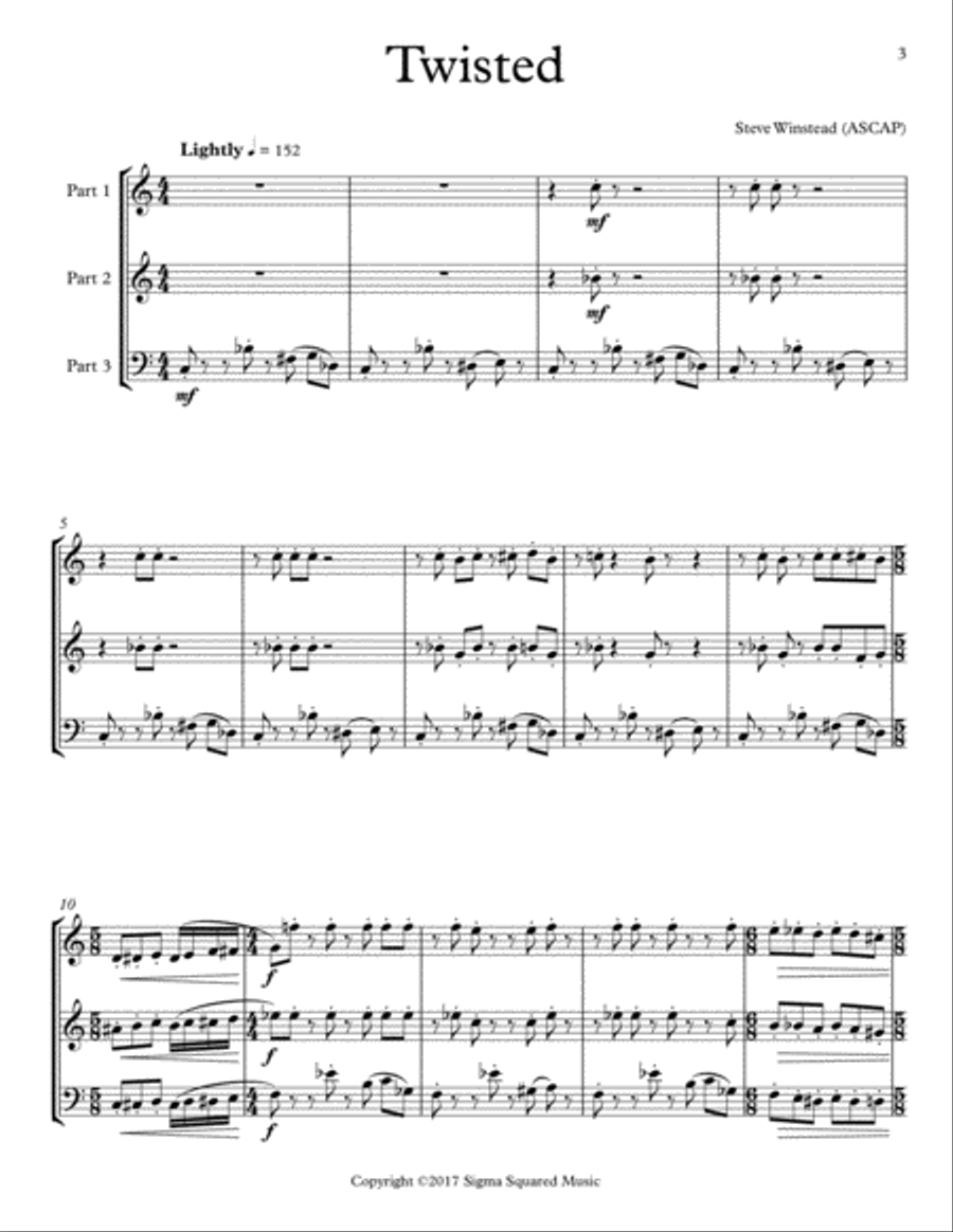 Twisted for Flexible Woodwind Trio Woodwind Trio scores gallery preview page 3