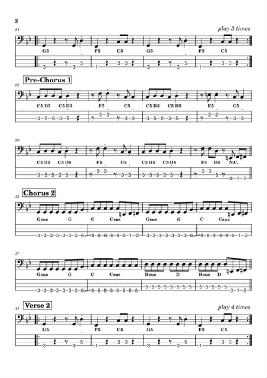 Hot Blooded Guitar Tablature scores gallery preview page 2