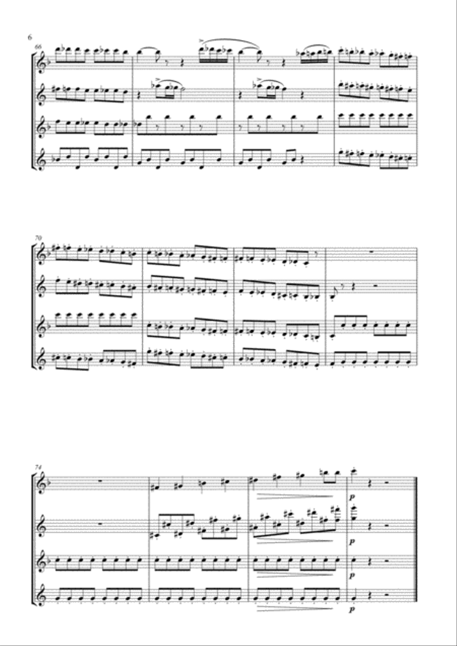 Sabre Dance arr. saxophone quartet Sabre Dance arr. saxophone quartet Saxophone Quartet scores gallery preview page 6