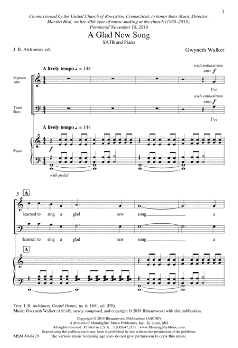 A Glad New Song 4-Part scores gallery preview page 2