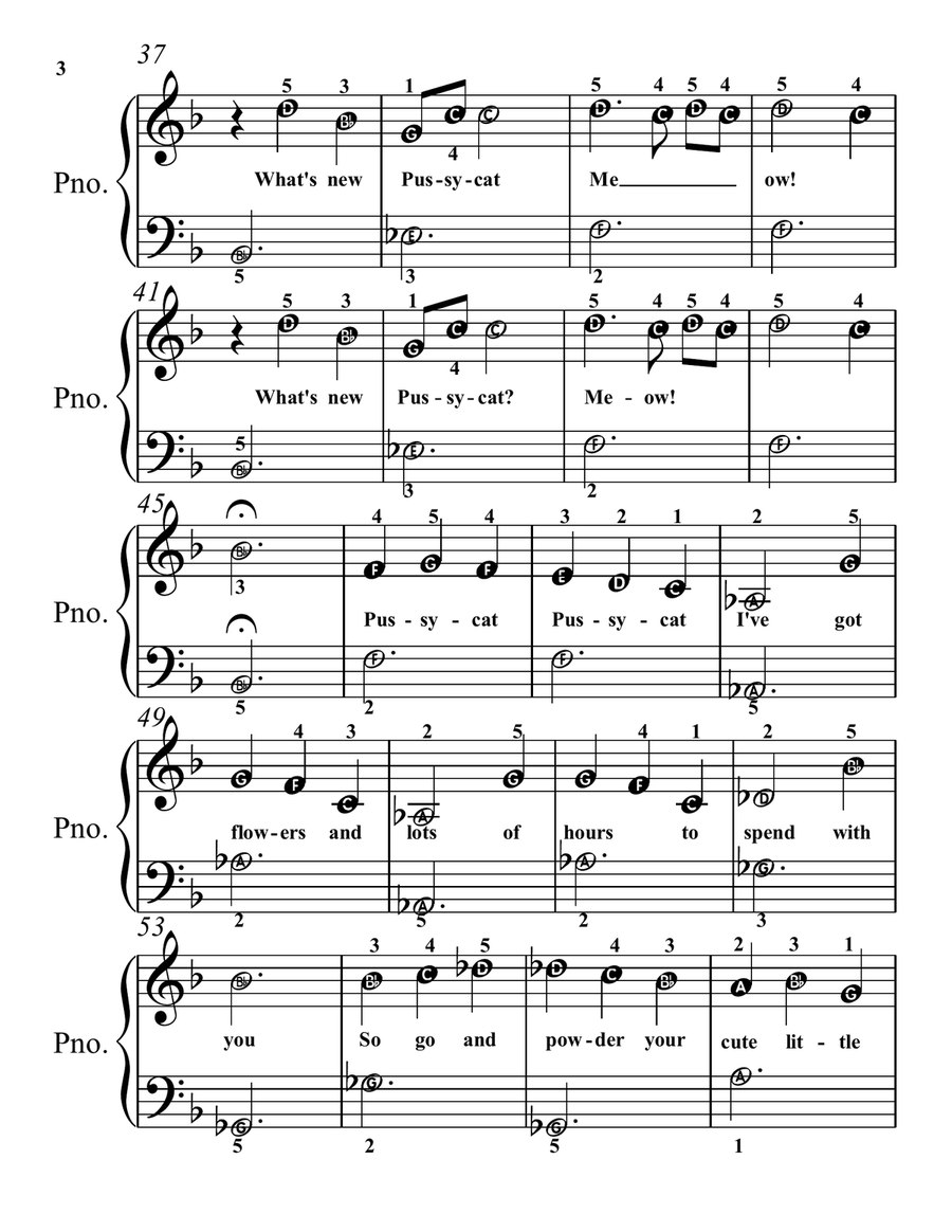 What's New Pussycat? What's New Pussycat? Easy Piano scores gallery preview page 3
