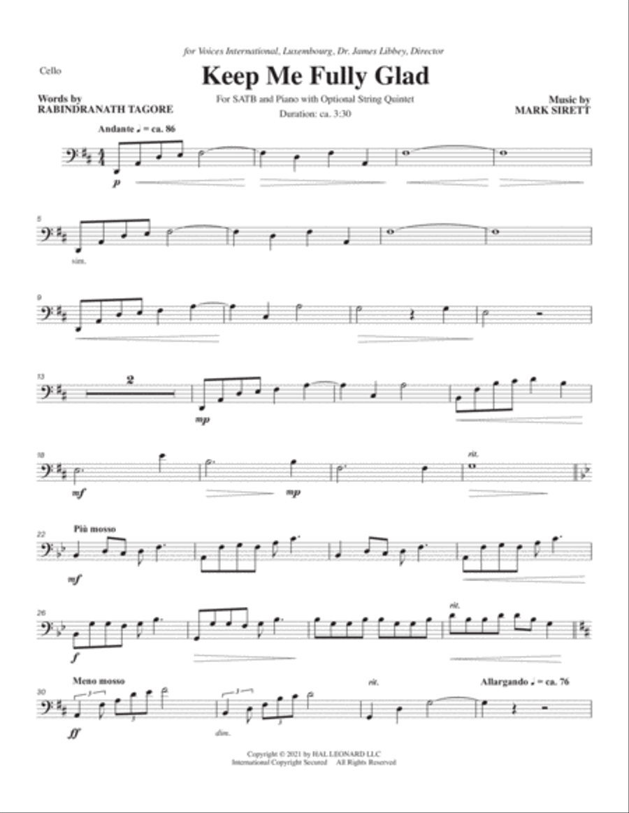 Keep Me Fully Glad - Cello Choir scores gallery preview page 10