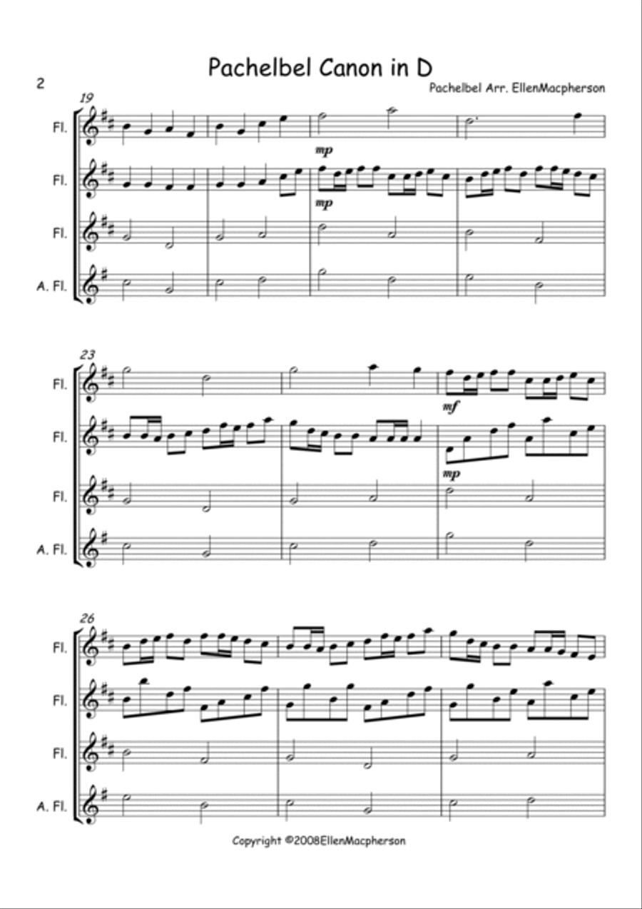Pachelbel's Cannon in D - Flute Trio Flute Solo scores gallery preview page 2