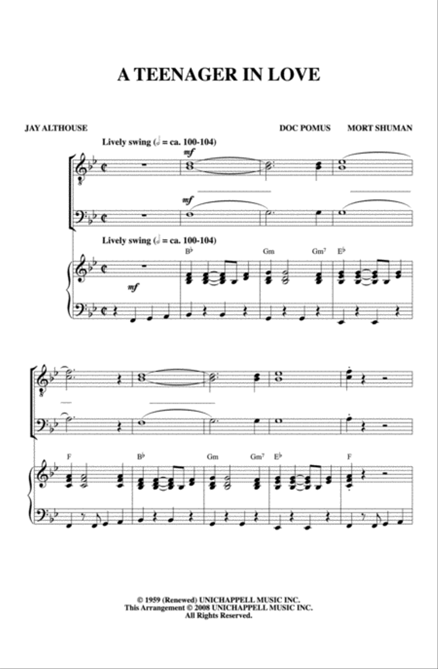 A Teenager in Love Men's Choir scores gallery preview page 2