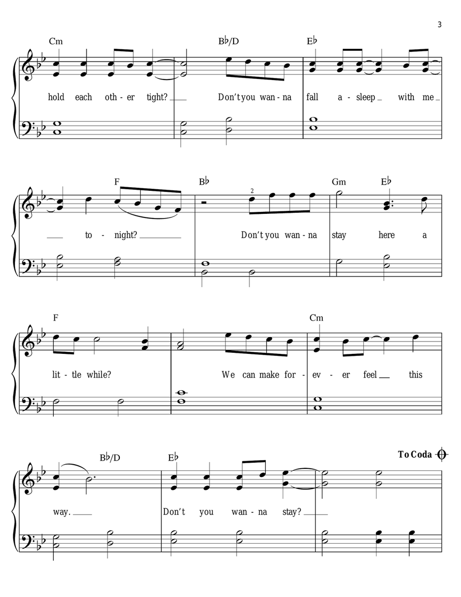 Don't You Wanna Stay Easy Piano scores gallery preview page 3