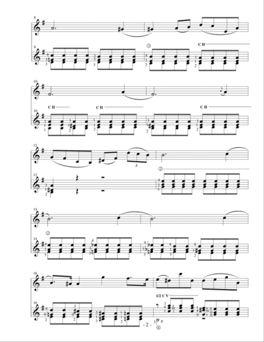 Prelude op. 28 no. 4...Chopin (flute and classical guitar) Flute scores gallery preview page 2