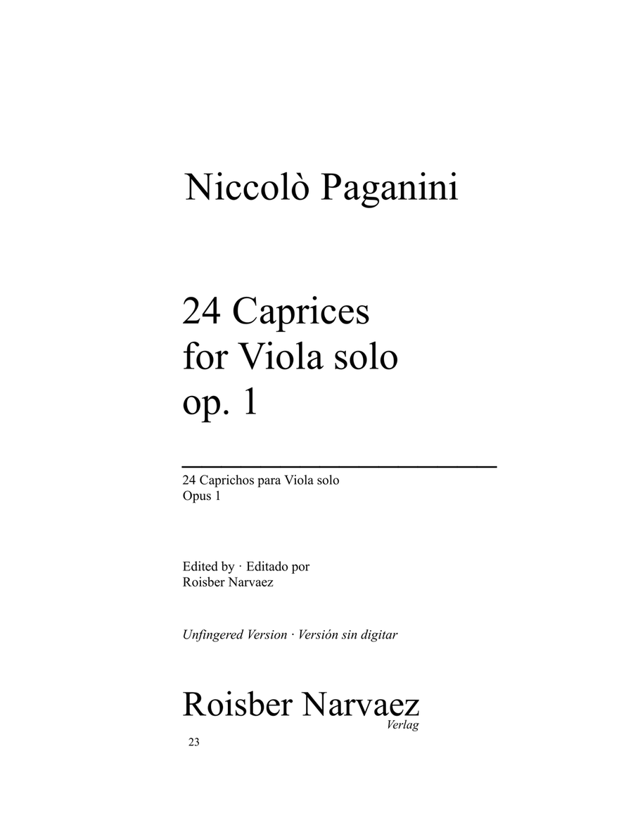 Paganini: 24 Caprices for Viola URTEXT Viola Solo scores gallery preview page 1