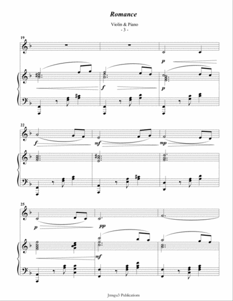 Saint-Saens: Romance for Violin & Piano Violin Solo scores gallery preview page 3