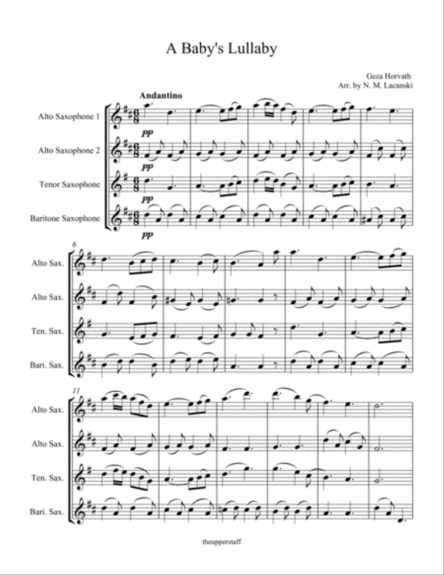A Baby's Lullaby Woodwind Quartet scores gallery preview page 1