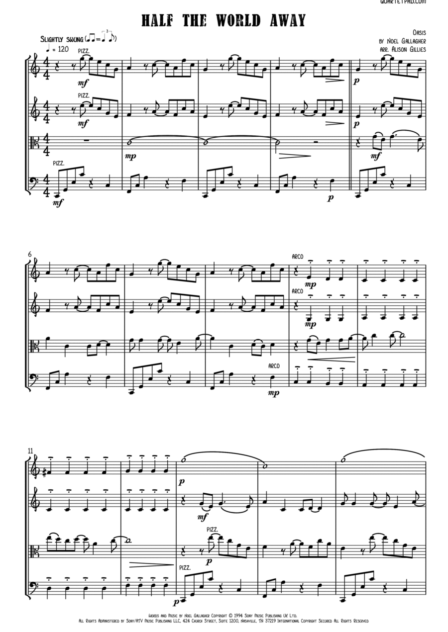 Half The World Away Half The World Away String Quartet scores gallery preview page 1