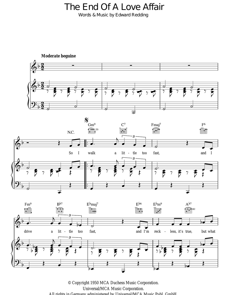 The End Of A Love Affair Guitar scores gallery preview page 1