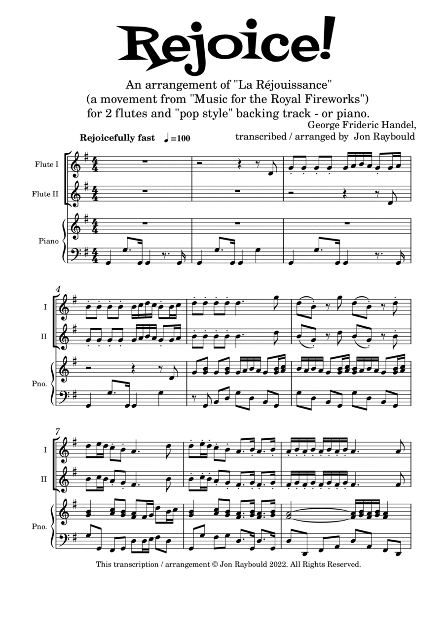 REJOICE! (2 flutes and piano) Flute Duet scores gallery preview page 1