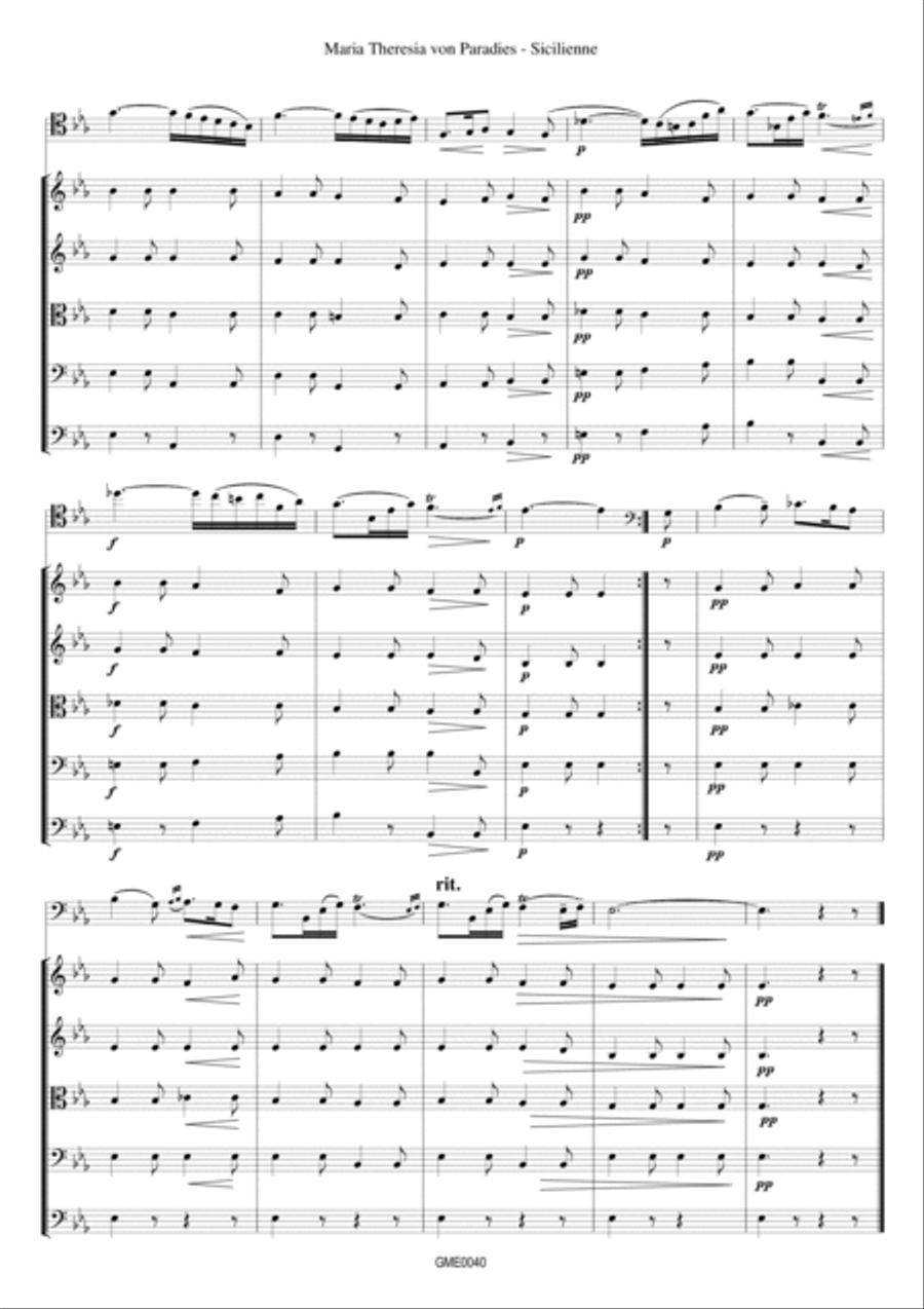 Maria Theresia von Paradies - Sicilienne - cello & strings String Orchestra scores gallery preview page 5