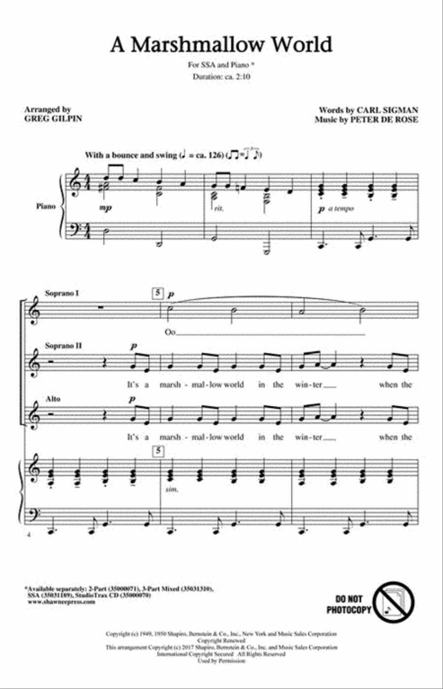 Marshmallow World Marshmallow World SSA scores gallery preview page 2
