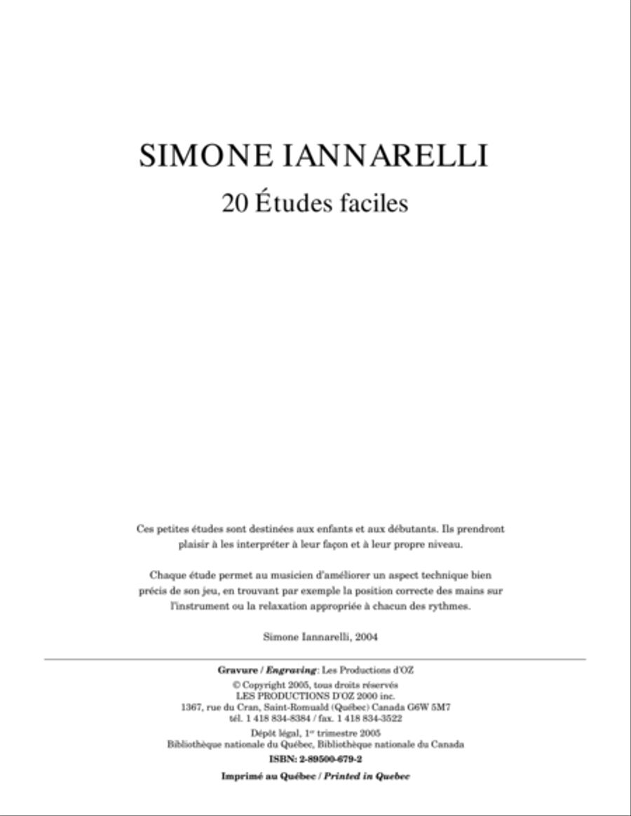 20 études faciles 20 études faciles Classical Guitar scores gallery preview page 1