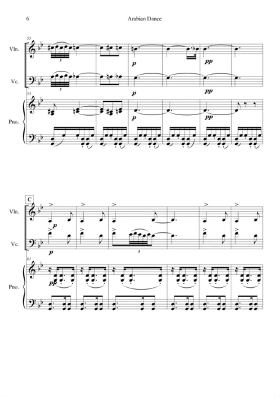 Nutcracker Op.71a - Arabian Dance Piano Trio scores gallery preview page 6