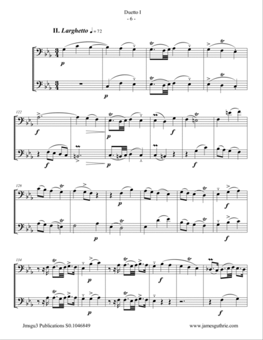 Quantz: Six Duos Op. 2 Complete for Double Bass Duo String Duet scores gallery preview page 6