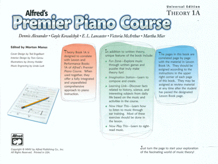 Premier Piano Course Theory, Book 1A