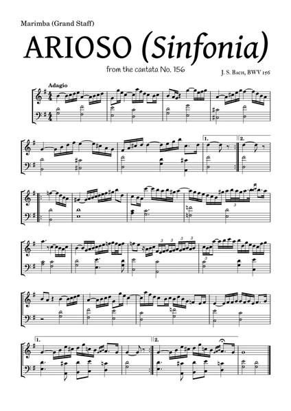 ARIOSO, by J. S. Bach (sinfonia) - for Marimba (Grand Staff) and accompaniment image number null