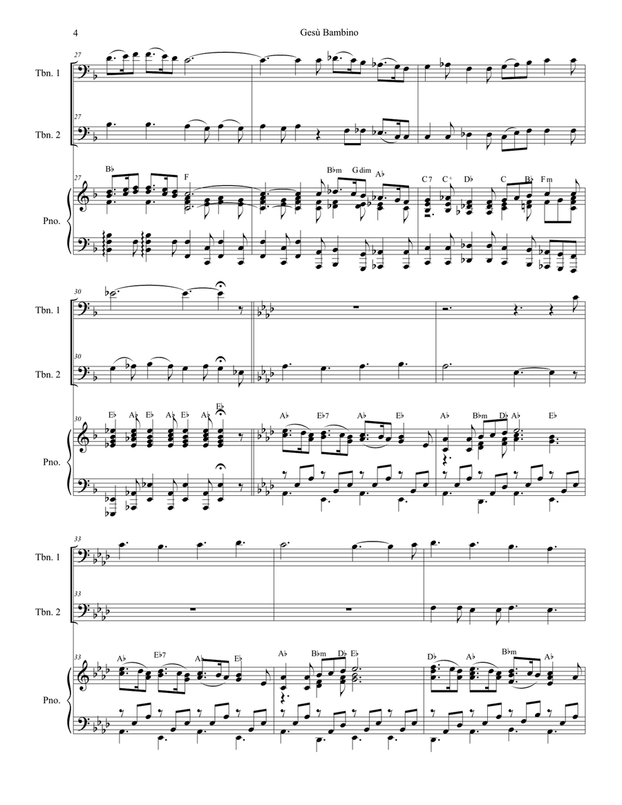 Gesu Bambino (Trombone Duet) Trombone Duet scores gallery preview page 5