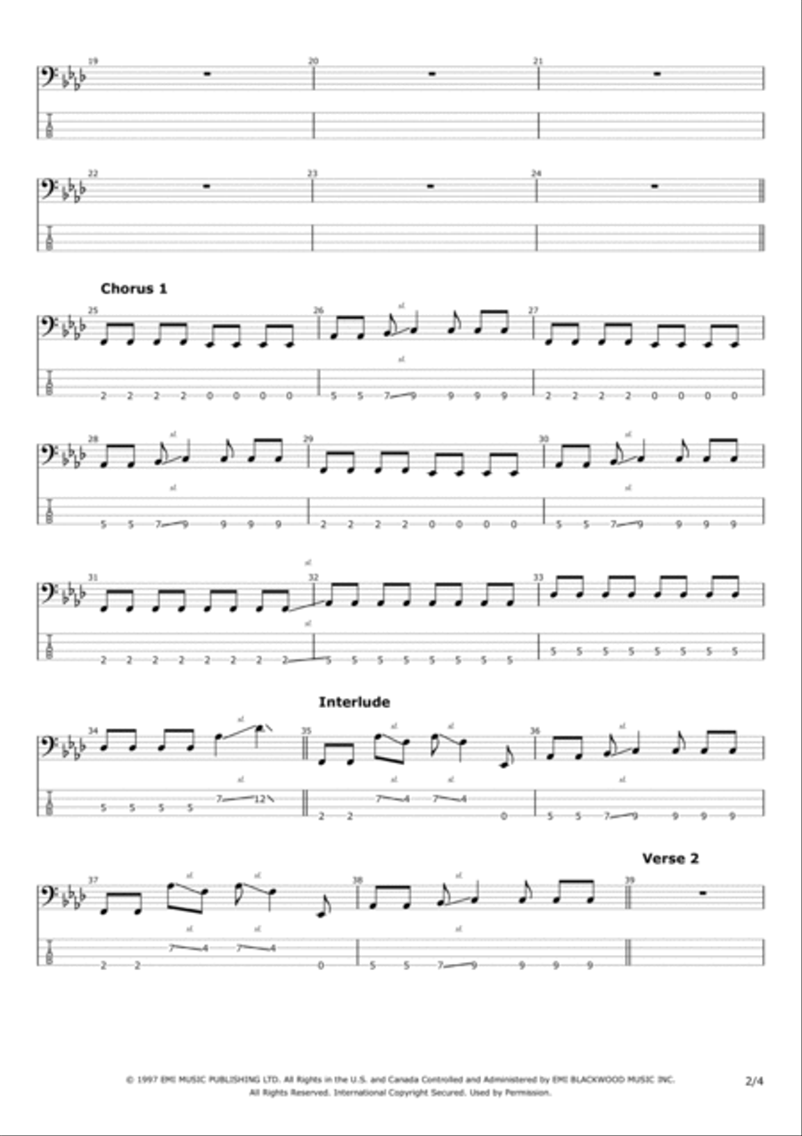Song 2 Bass Guitar scores gallery preview page 2