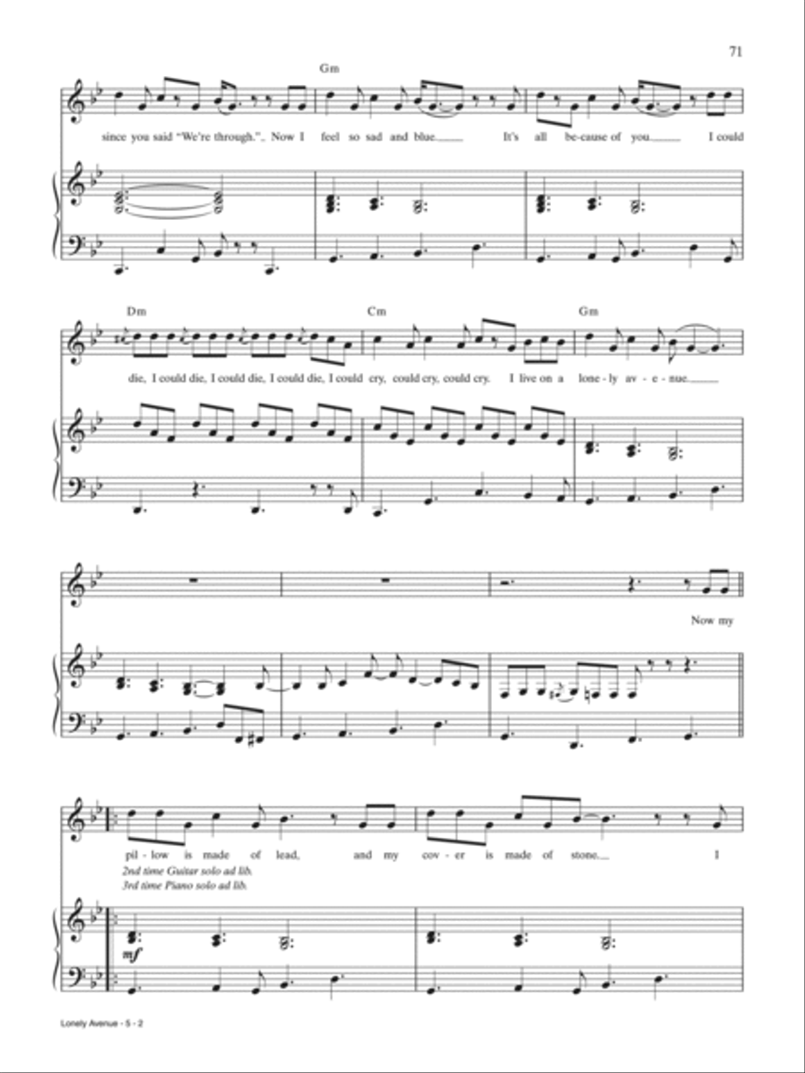 Lonely Avenue Piano, Vocal, Guitar scores gallery preview page 2