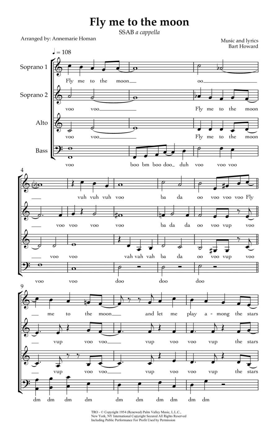 Fly Me To The Moon (in Other Words) A Cappella scores gallery preview page 1