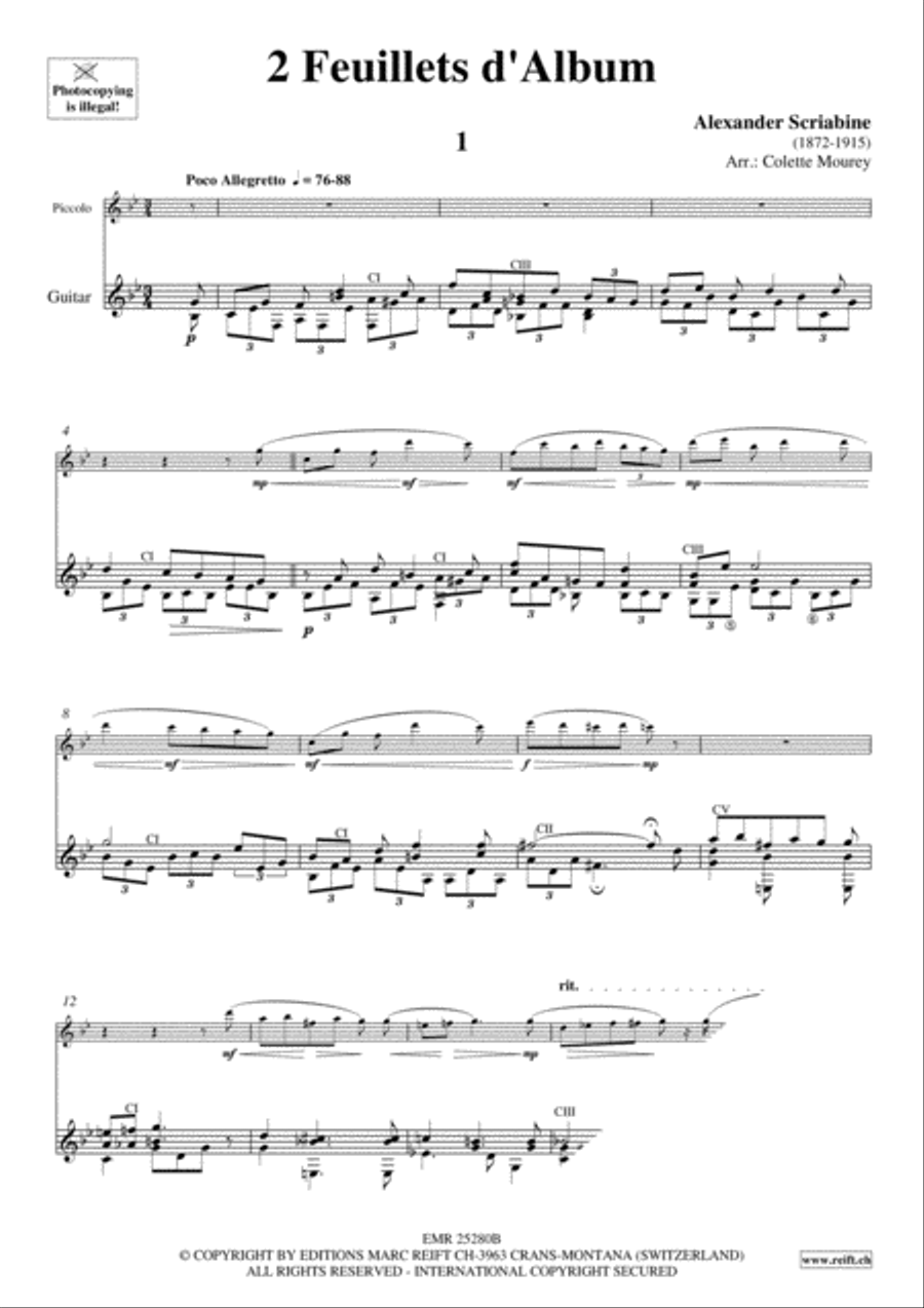 2 Feuillets d'Album 2 Feuillets d'Album Piccolo scores gallery preview page 3