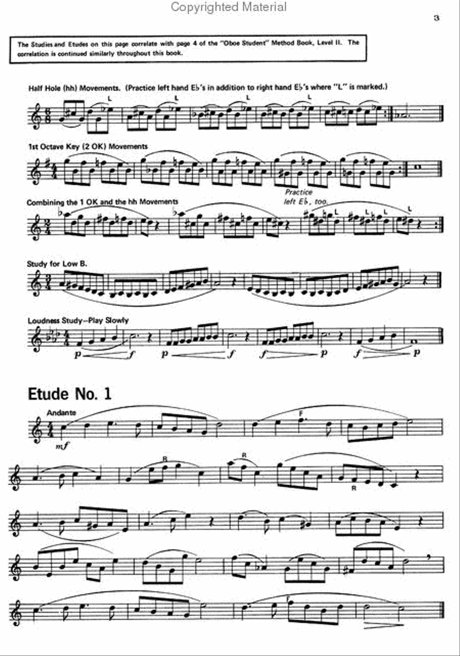 Student Instrumental Course Studies and Melodious Etudes for Oboe Oboe scores gallery preview page 2