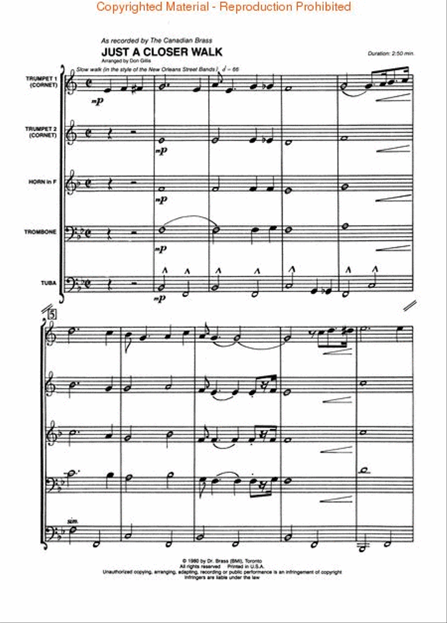 Just a Closer Walk Just a Closer Walk Brass Quintet scores gallery preview page 3