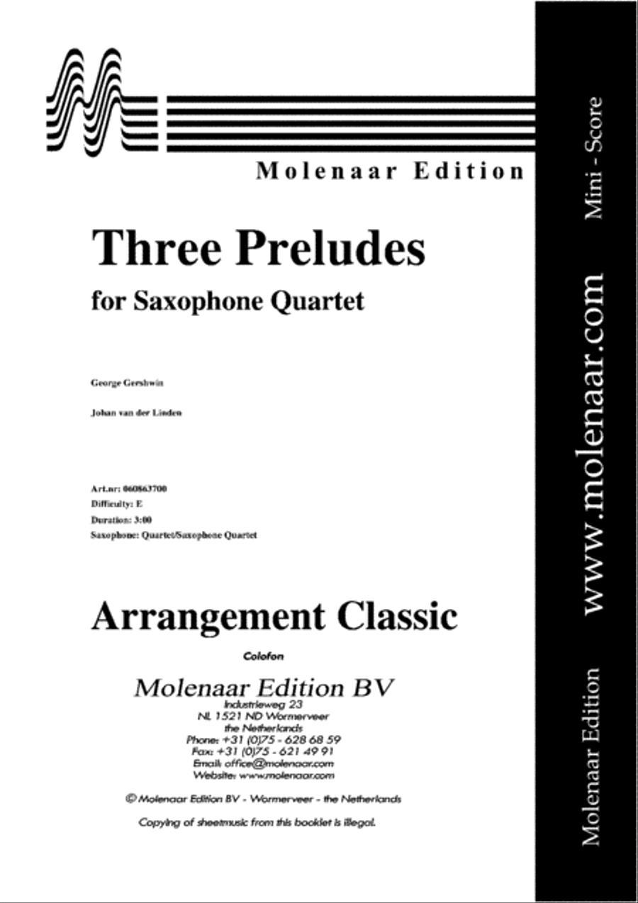 Three Preludes Three Preludes Saxophone Quartet scores gallery preview page 2