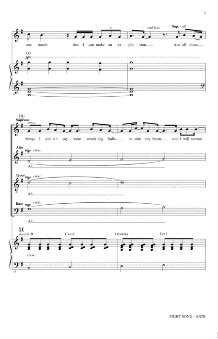 Fight Song (arr. Roger Emerson) 4-Part scores gallery preview page 2
