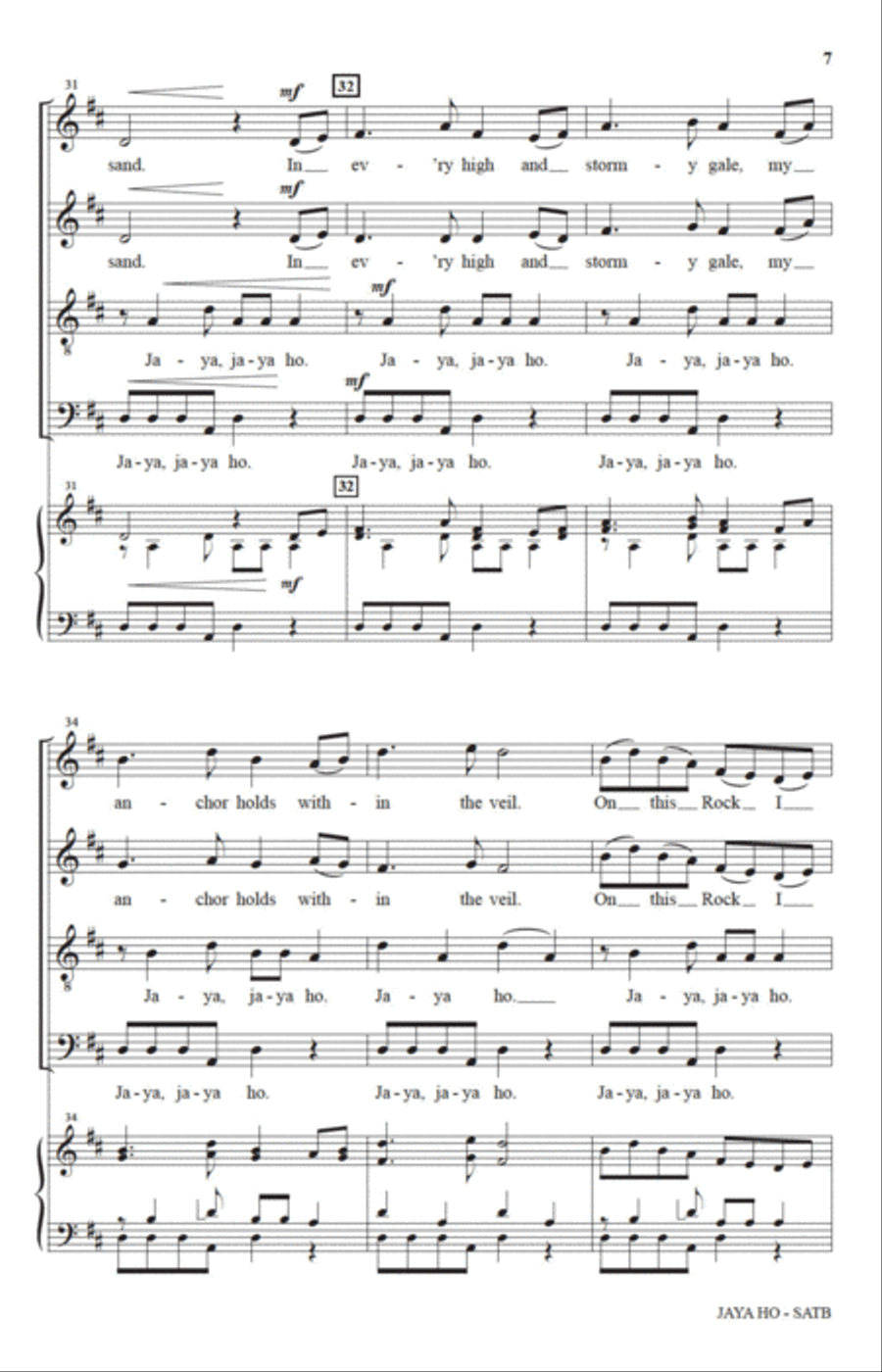 Jaya Ho (The Solid Rock) (arr. Diane Hannibal) 4-Part scores gallery preview page 6