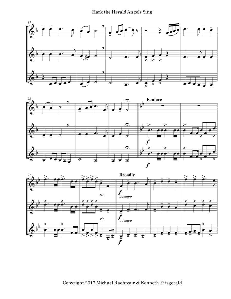 Hark the Herald Angels Sing - Trumpet Trio Trumpet Trio scores gallery preview page 2