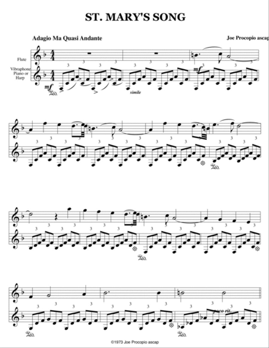 ST MARY'S SONG FLUTE SOLO by Joe Procopio Small Ensemble scores gallery preview page 3