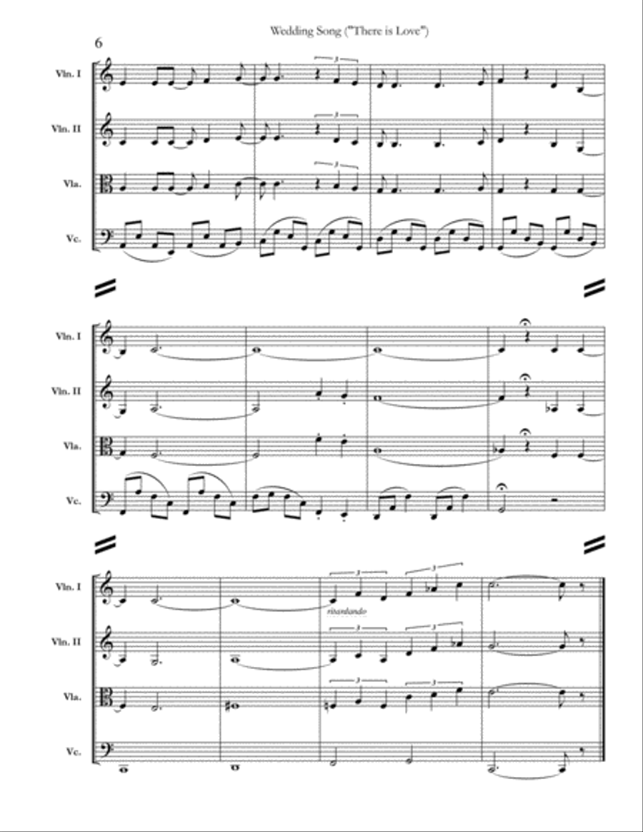 Wedding Song (There Is Love) String Quartet scores gallery preview page 6
