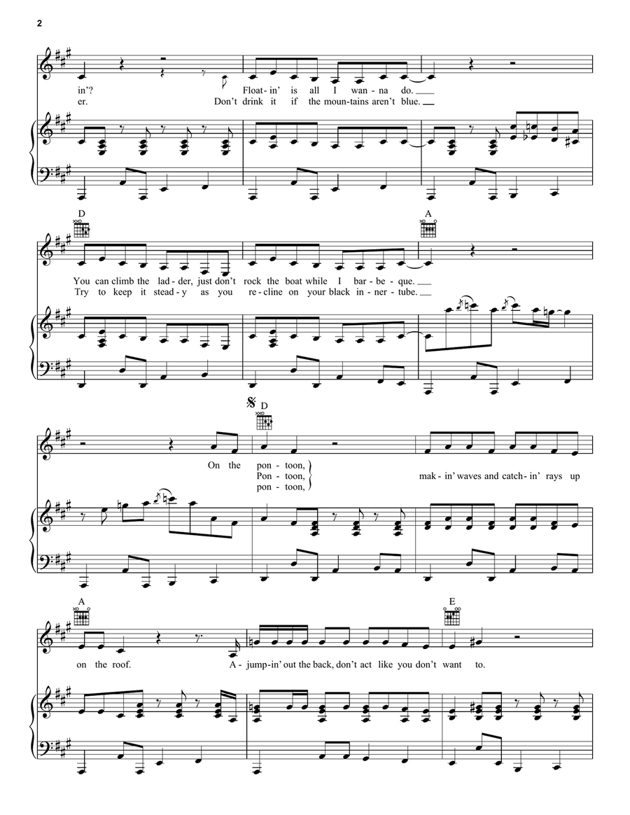 Pontoon Piano, Vocal, Guitar scores gallery preview page 2