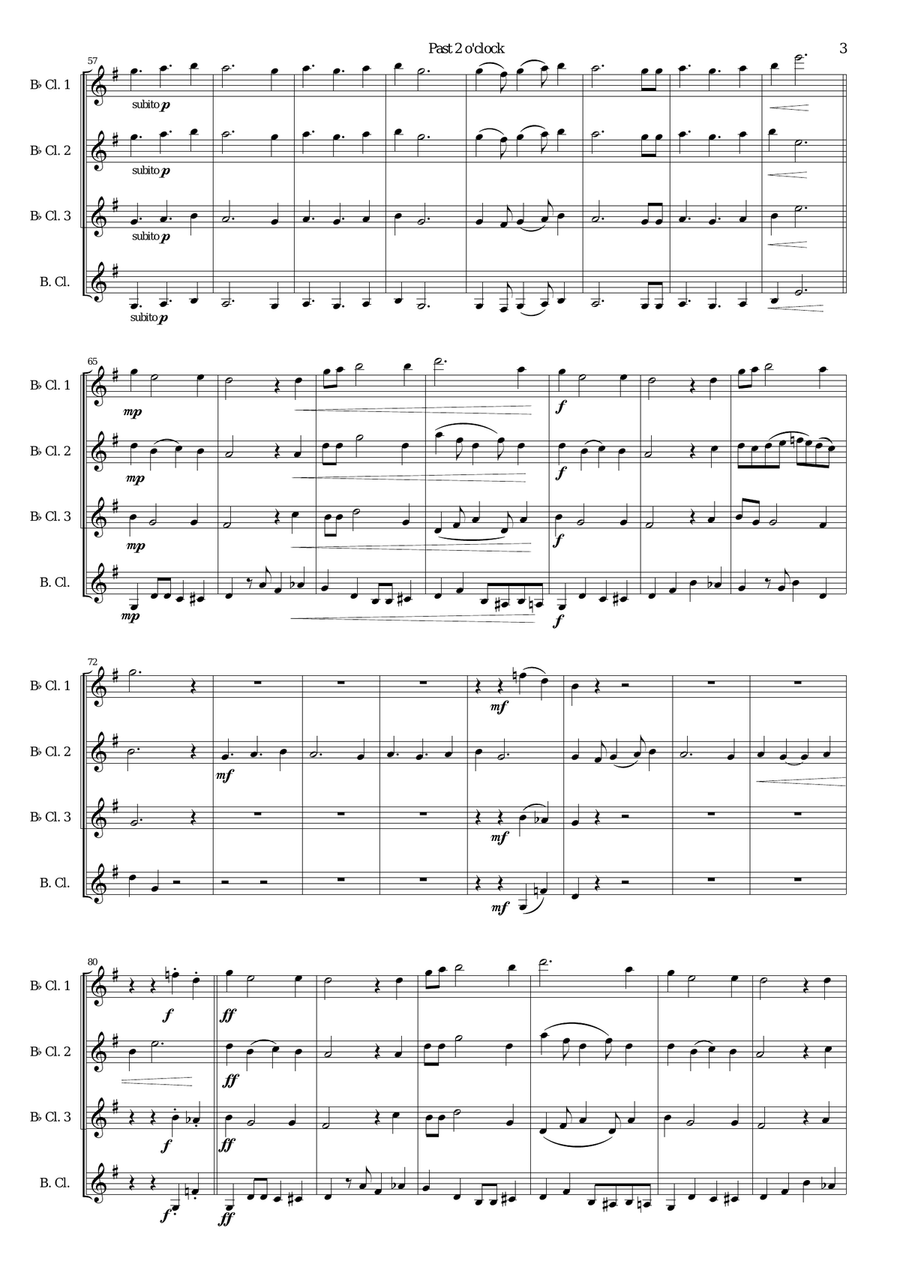 Past 2 o'clock for clarinet quartet Clarinet Quartet scores gallery preview page 3