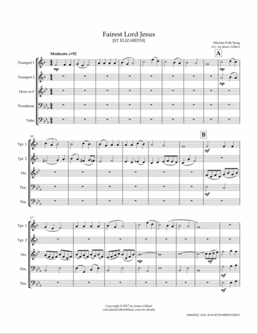 Fairest Lord Jesus Brass Ensemble scores gallery preview page 6