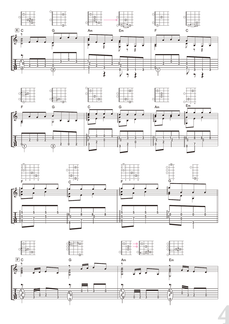Pachelbel : Canon [for solo acoustic guitar] Acoustic Guitar scores gallery preview page 4