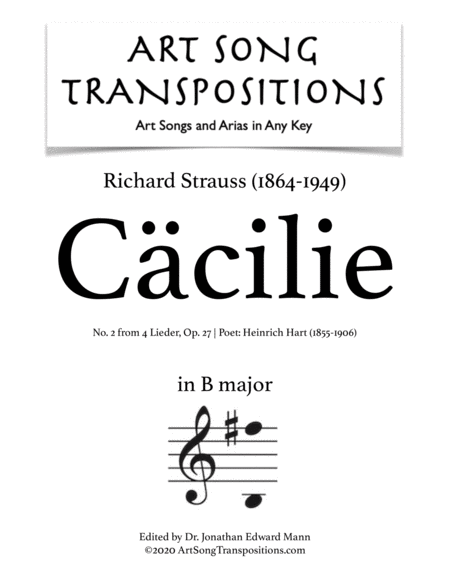 STRAUSS: Cäcilie, Op. 27 no. 2 (transposed to B major)