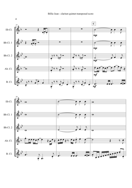Billie Jean (Clarinet quintet)