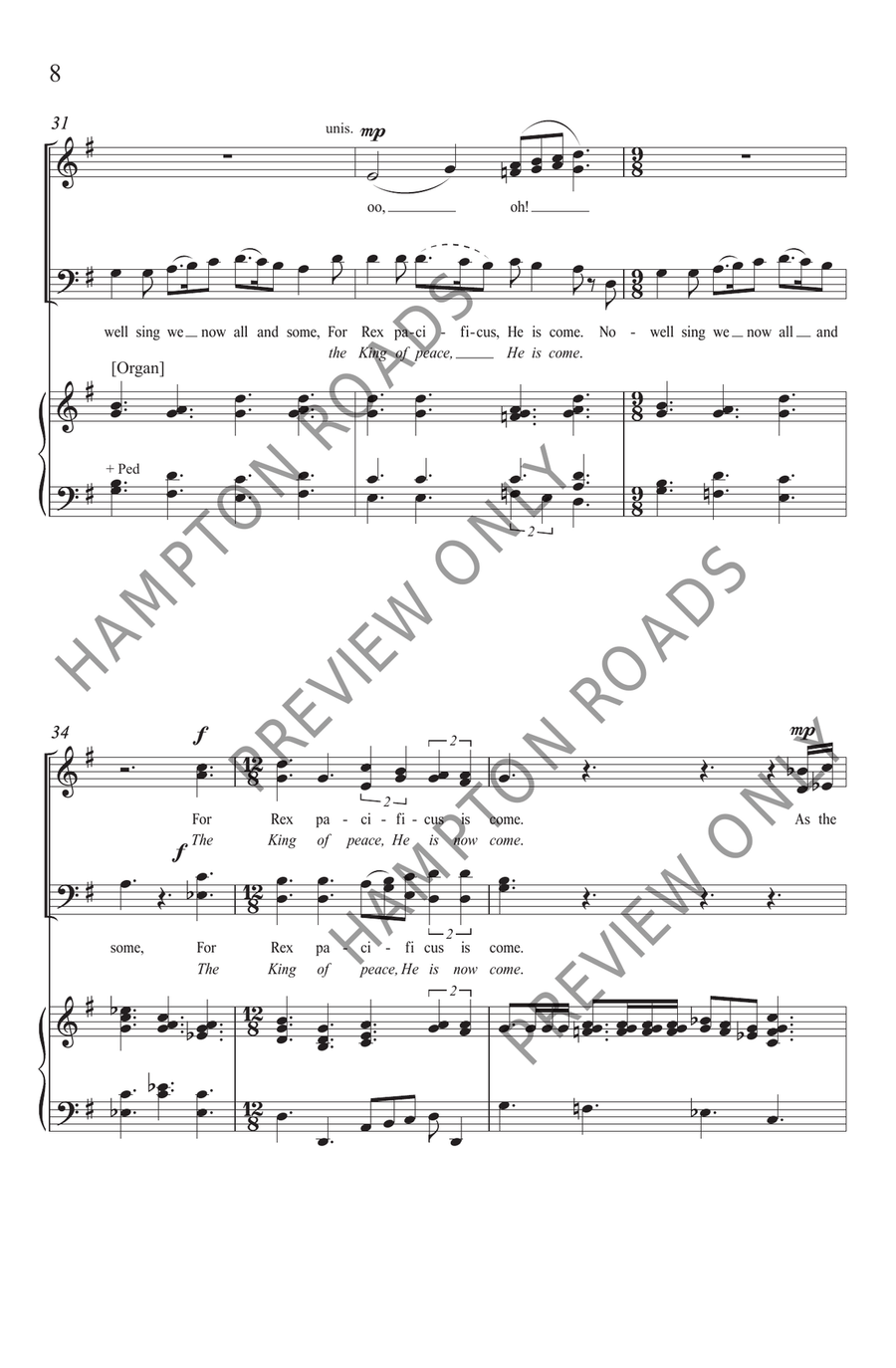 Nowell Sing We (Service Version) (SATB) 4-Part scores gallery preview page 9