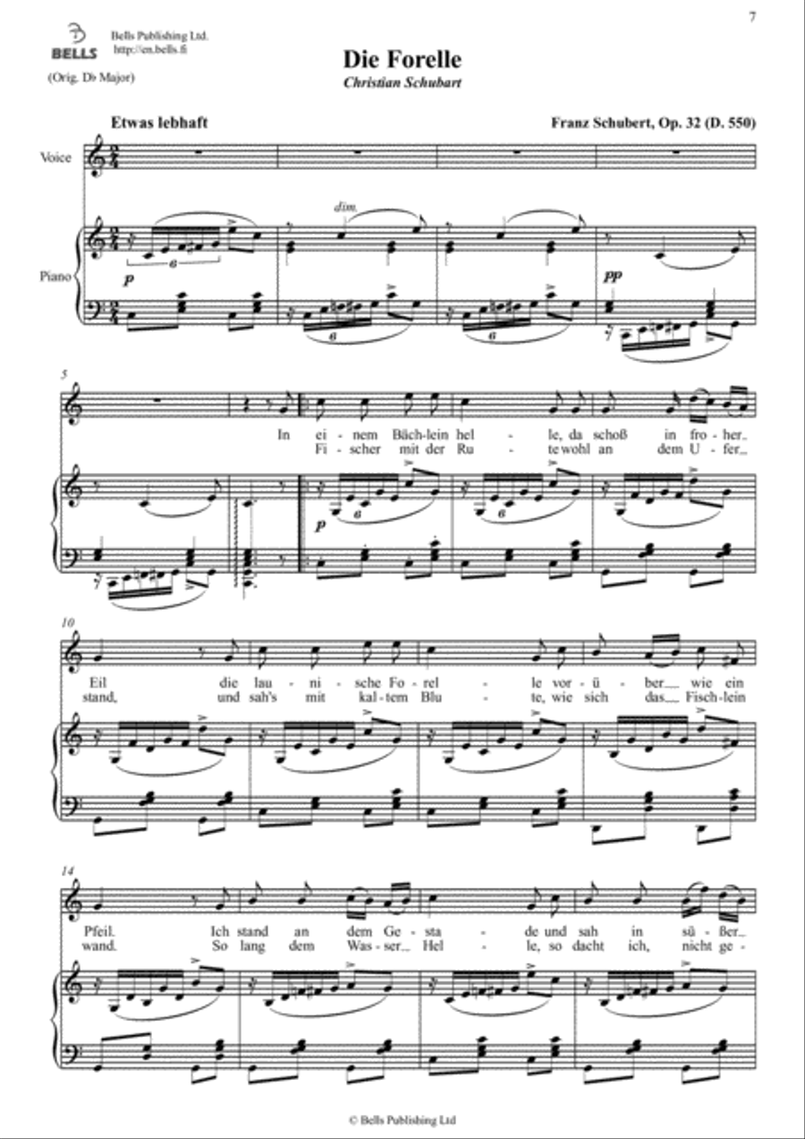 Die Forelle, Op. 32 (D. 550) (C Major) Voice Solo scores gallery preview page 1