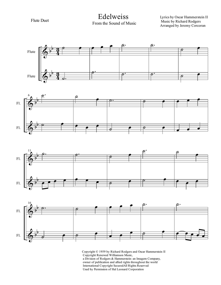 Edelweiss Edelweiss Flute Duet scores gallery preview page 1