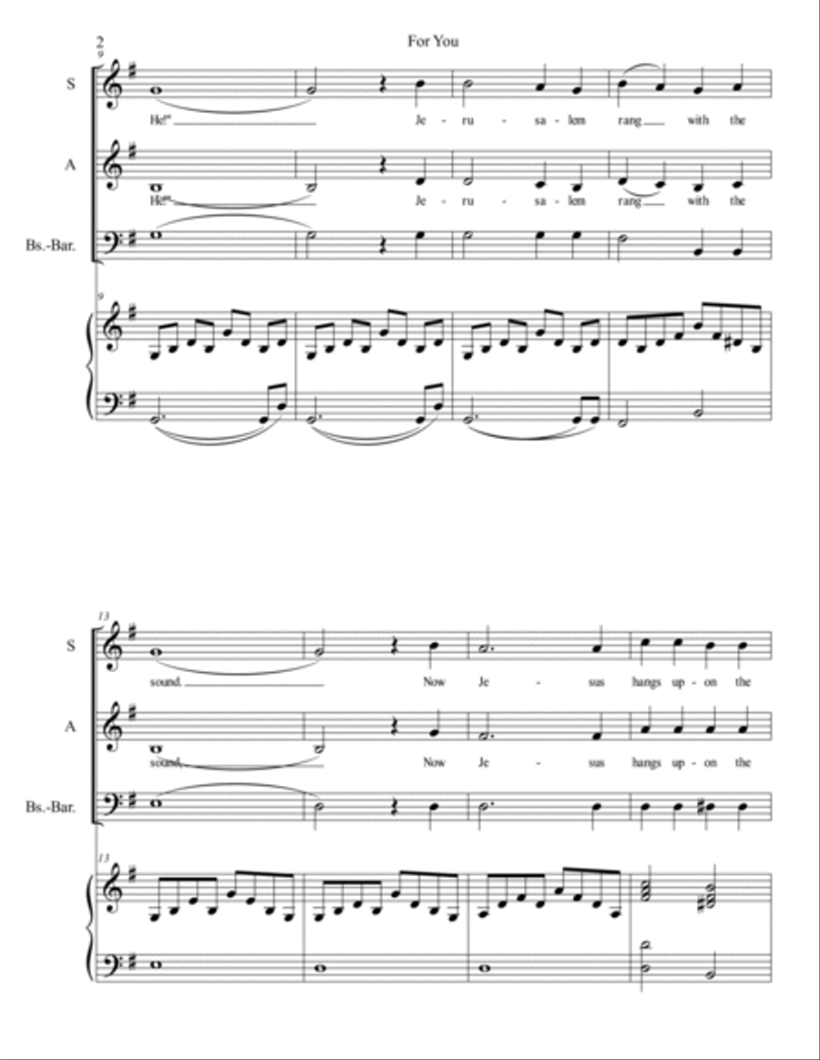 For You (Palm Sunday) -- Palm Sunday anthem, SAB version (SATB available)