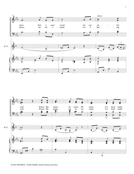 IN MY DISTRESS (SATB CHOIR with Bb Clarinet & Piano) image number null