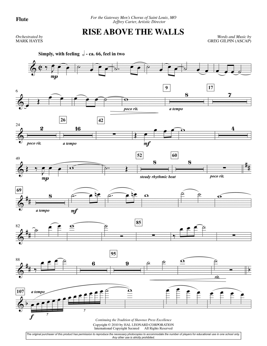 Rise Above The Walls - Flute Choir scores gallery preview page 1