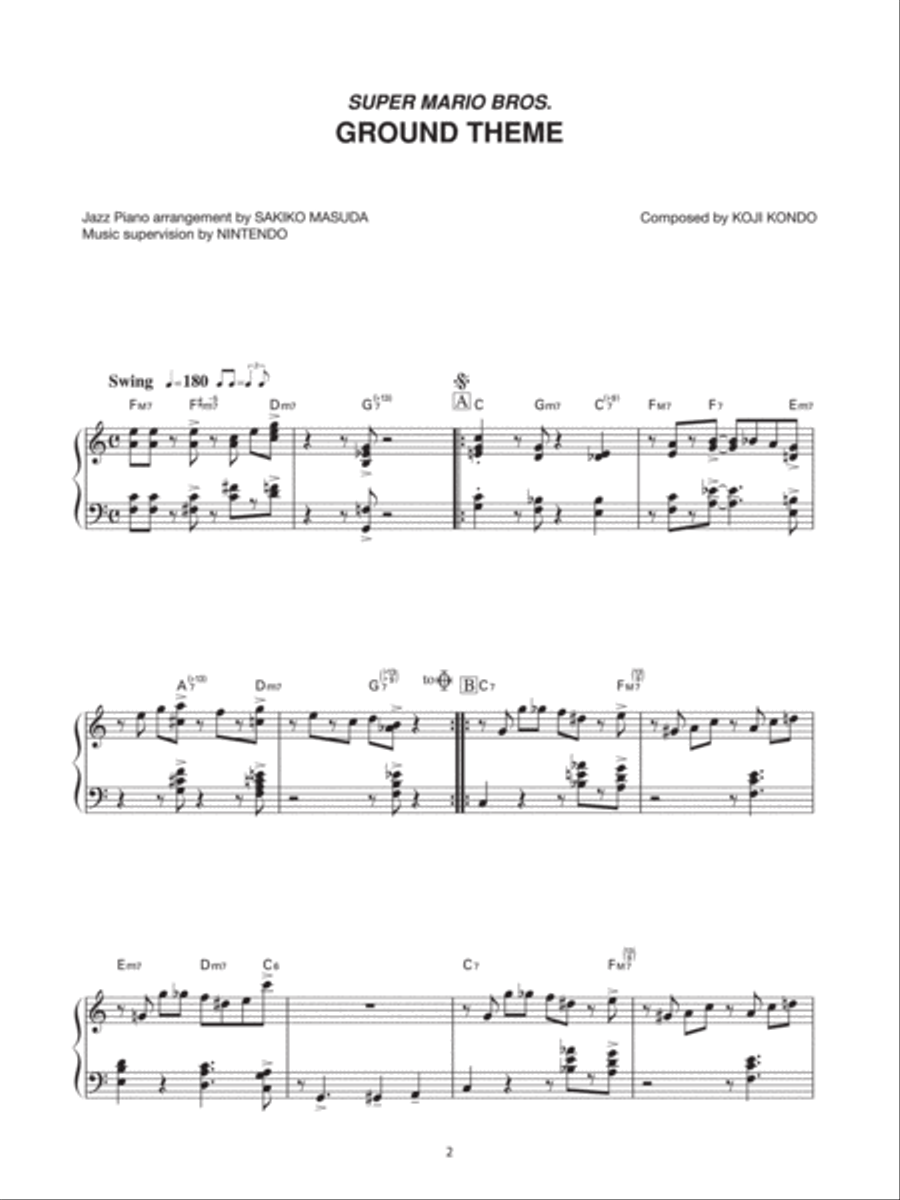 Super Mario Bros. Ground Theme Piano Solo scores gallery preview page 1