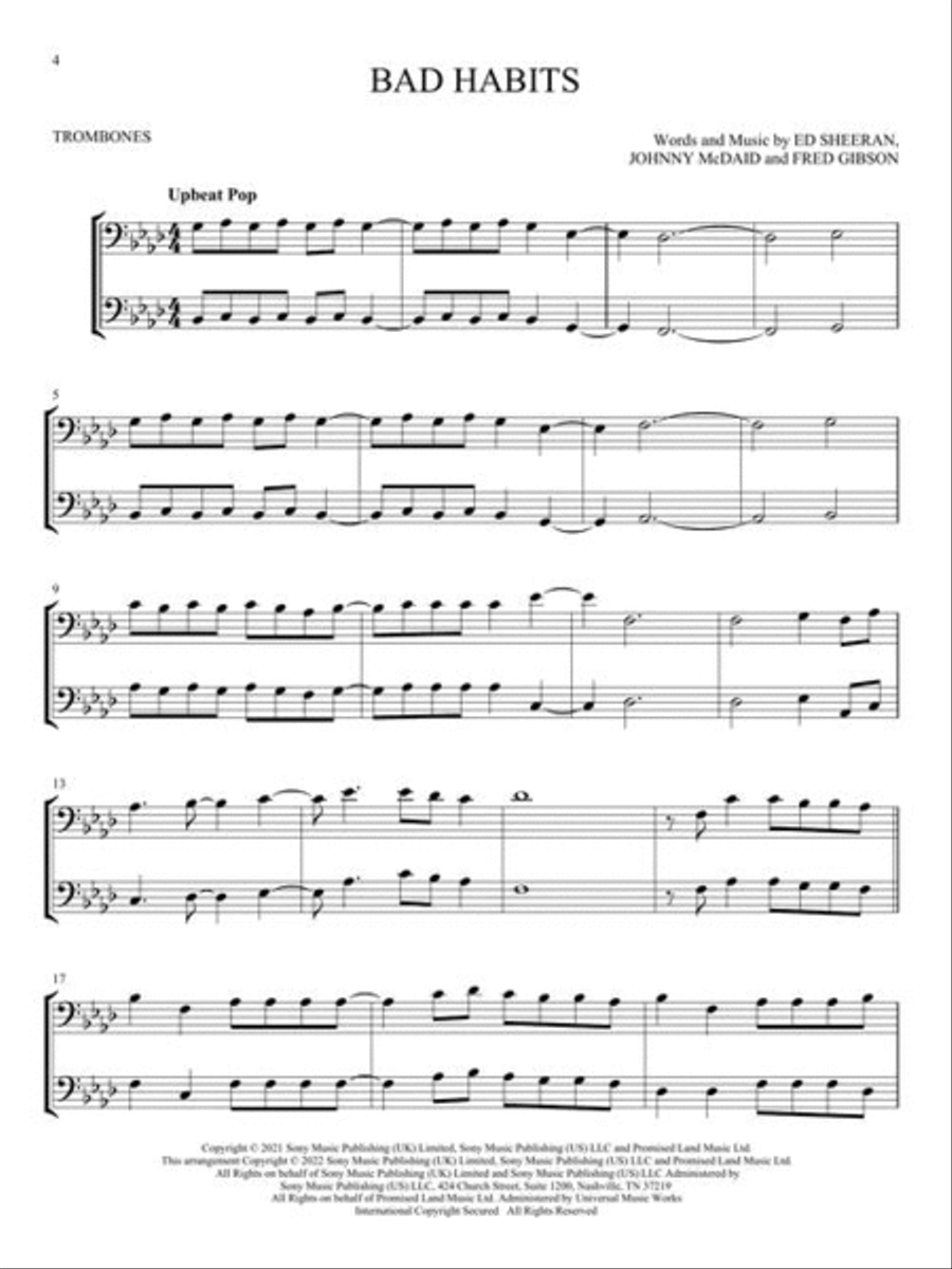 Chart Hits for Two Chart Hits for Two Trombone scores gallery preview page 5
